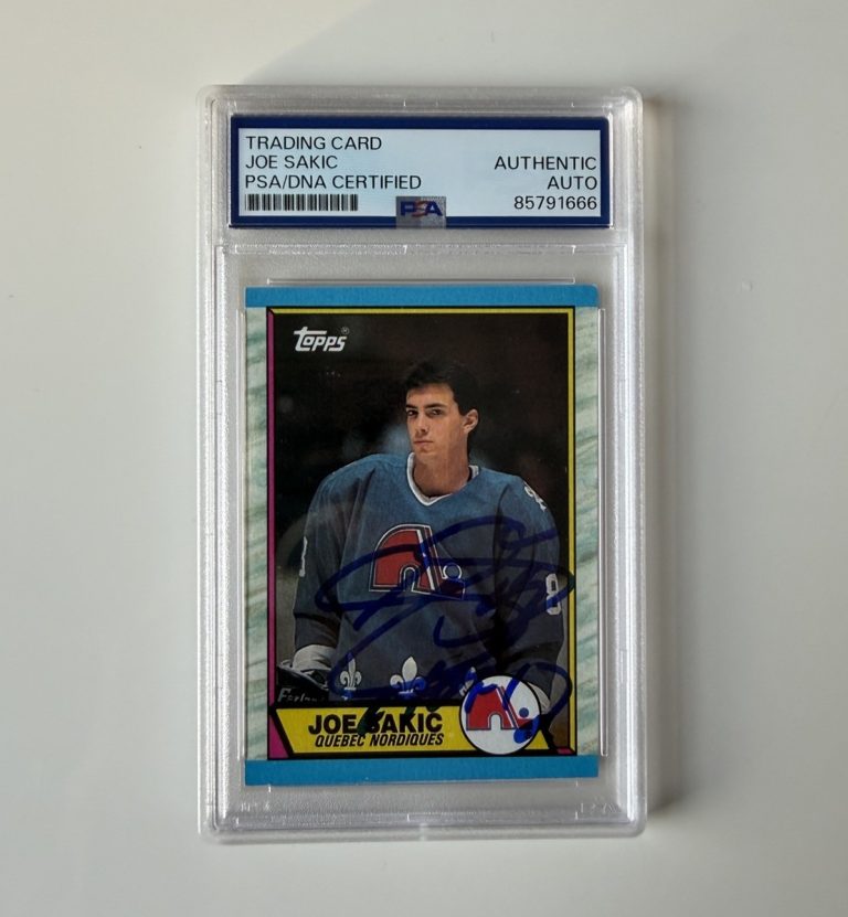Joe Sakic Autographed 1989 Topps Rookie Card Quebec Nordiques “HOF 12” PSA/DNA