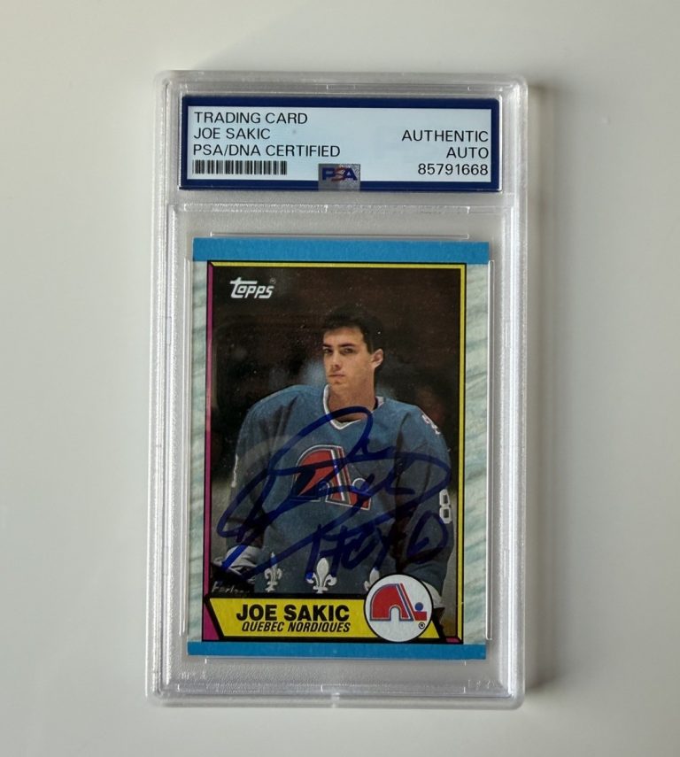 Joe Sakic Autographed 1989 Topps Rookie Card Quebec Nordiques “HOF 12” PSA/DNA