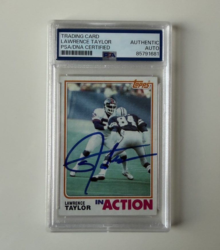 Lawrence Taylor Autographed 1982 Topps In Action Card New York Giants PSA/DNA