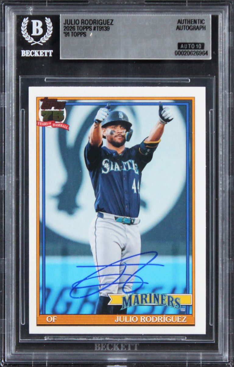Mariners Julio Rodriguez Signed 2026 Topps #T9139 Card Auto GM 10! BAS Slabbed