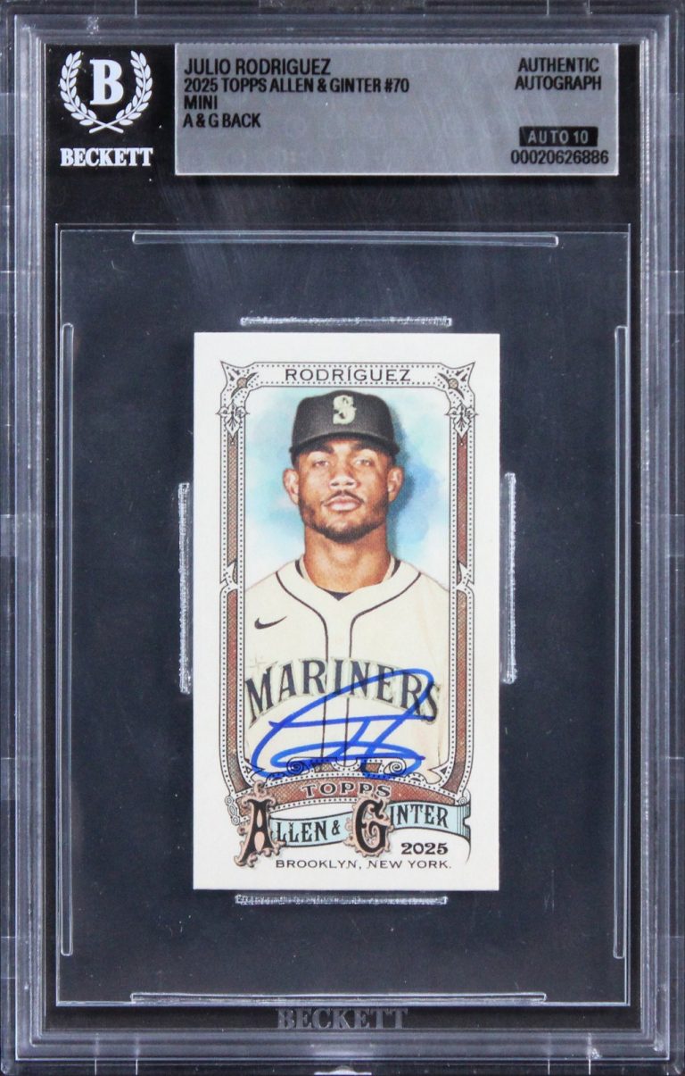 Mariners Julio Rodriguez Signed 2025 Topps A&G Mini #70 Card Auto 10! BAS Slab
