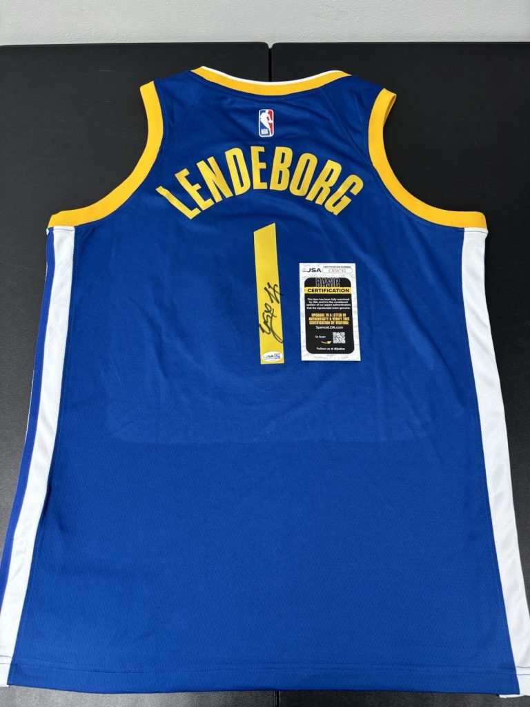 YAXEL LENDEBORG SIGNED Autographed GOLDEN STATE WARRIORS Jersey. JSA Coa. Rare