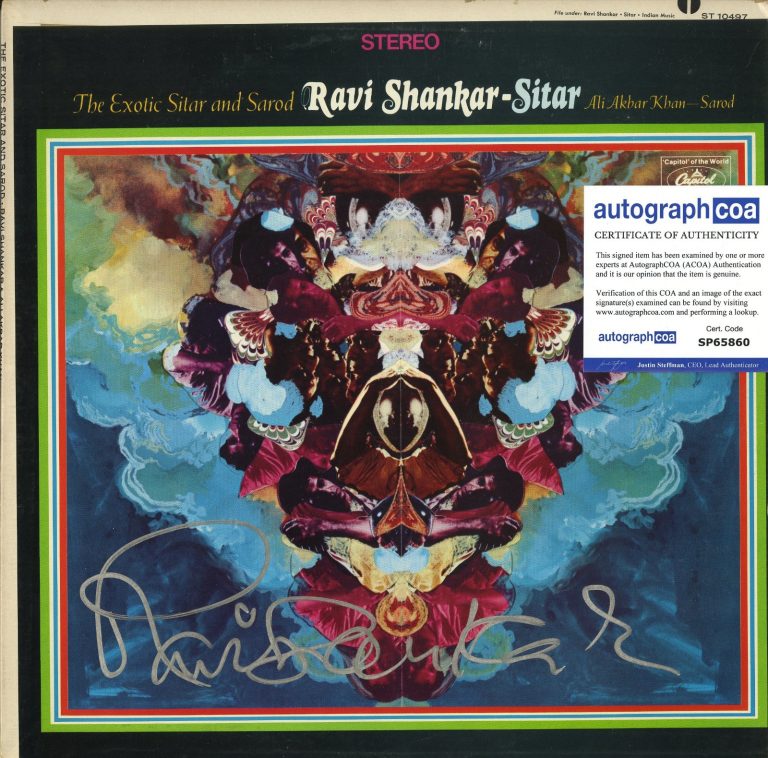 RAVI SHANKAR Exotic Sitar and Sorad - SIGNED VINYL RECORD (George Harrison) ACOA