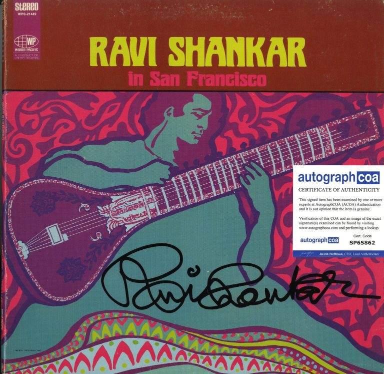 RAVI SHANKAR In San Francisco - SIGNED VINYL RECORD (George Harrison) ACOA