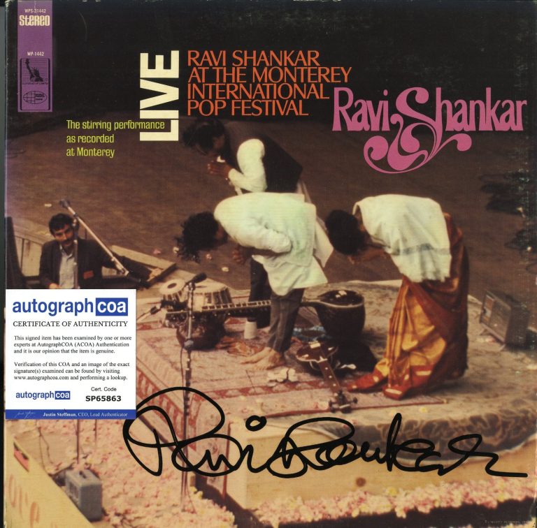 RAVI SHANKAR International Pop Fest SIGNED VINYL RECORD (George Harrison) ACOA