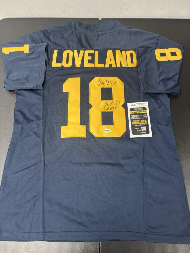 Colston Loveland Michigan Wolverines Signed Autographed Inscribed Jersey JSA Coa