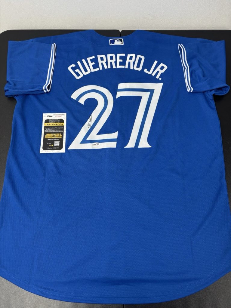 Vladimir Guerrero JR signed Autographed Toronto Blue Jays jersey. JSA Coa