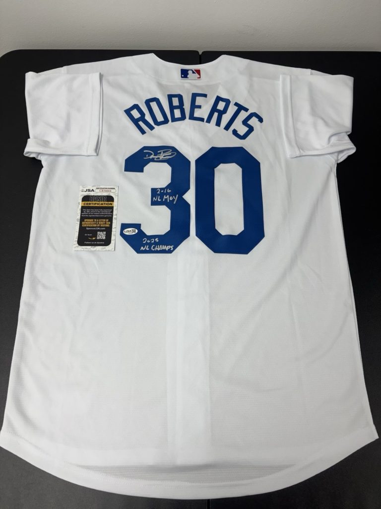 DAVE ROBERTS SIGNED Inscribed LA DODGERS 2025 WORLD SERIES JERSEY. Jsa Coa