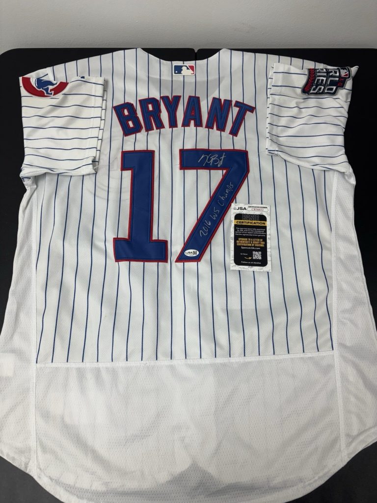 KRIS BRYANT Signed Autographed Inscribed 2016 WORLD SERIES Jersey. JSA Coa