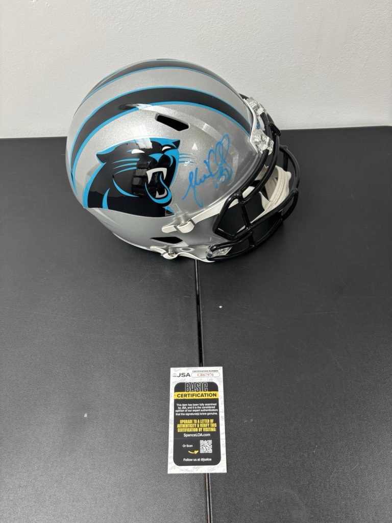 LUKE KUECHLY SIGNED Autographed Carolina PANTHERS FULL SIZE HELMET. JSA Coa