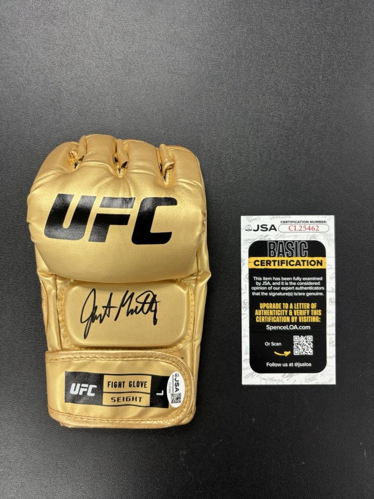Justin Gaethje Autographed Gold UFC Glove MMA Champ JSA COA