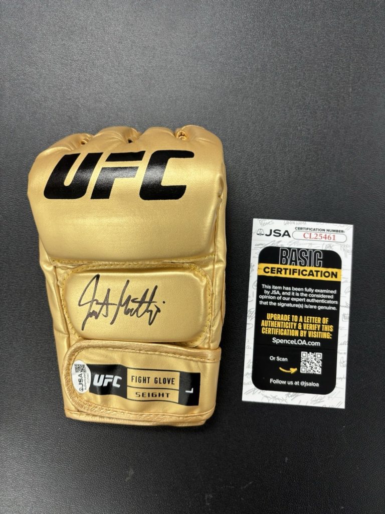 Justin Gaethje Autographed Gold UFC Glove MMA Champ JSA COA
