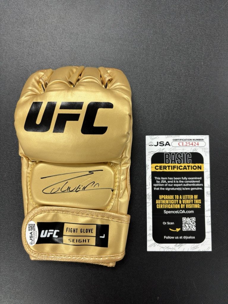 Charles Oliveira Autographed Gold UFC Glove MMA Fighter JSA COA