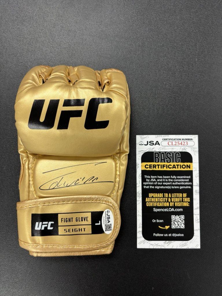Charles Oliveira Autographed Gold UFC Glove MMA Fighter JSA COA