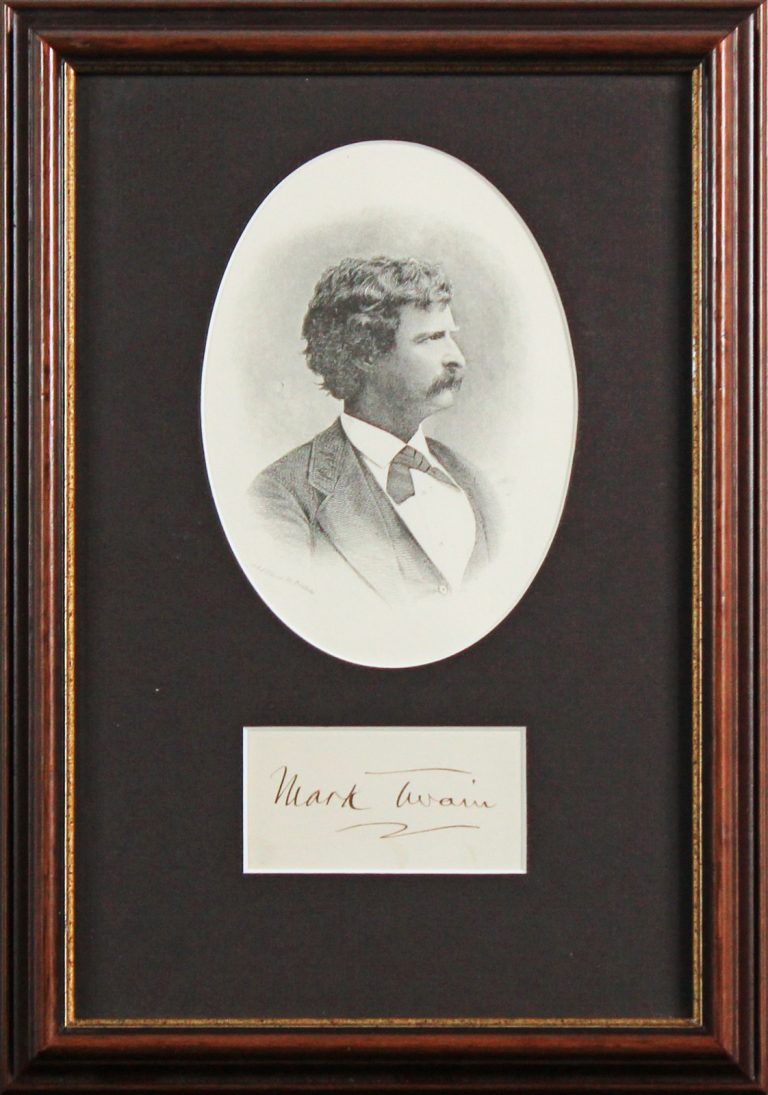 Samuel Clemens Mark Twain Authentic Signed 1.5x3 Cut Signature BAS #AG010055