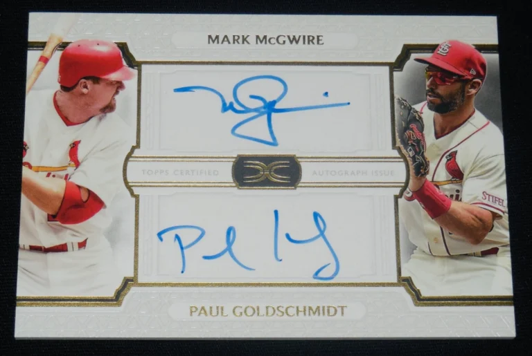 MARK MCGWIRE & PAUL GOLDSCHMIDT AUTOGRAPHED BASEBALL CARD (CARDINALS) #20 of 35!