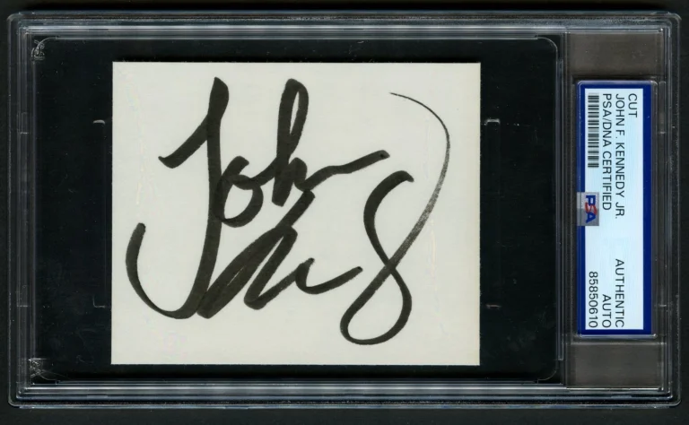 John F Kennedy Jr. signed autograph 3x4 cut son of 35th US President PSA Slab