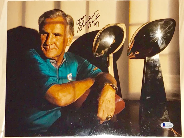 DON SHULA COACH HAND SIGNED 11x14 PHOTO NFL MIAMI DOLPHINS NFL HOF BECKETT BAS