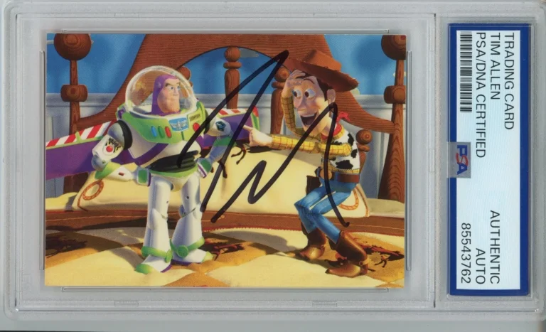 1995 DISNEY SKYBOX TOY STORY BUZZ & WOODY RC CARD SIGNED TIM ALLEN PSA DNA AUTO