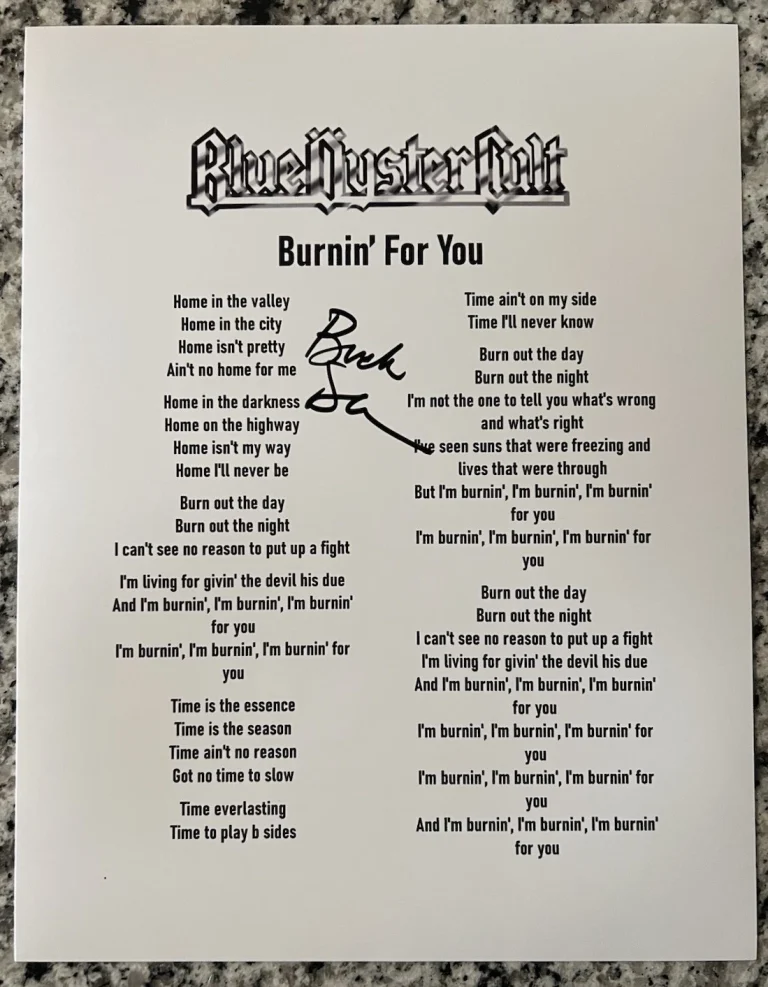 BUCK DHARMA SIGNED LYRIC SHEET BLUE OYSTER CULT SINGER AUTHENTIC AUTOGRAPH COA