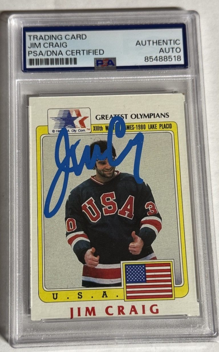 JIM CRAIG AUTOGRAPHED 1983 TOPPS GREATEST OLYMPIANS HOCKEY CARD AUTO SIGNED PSA