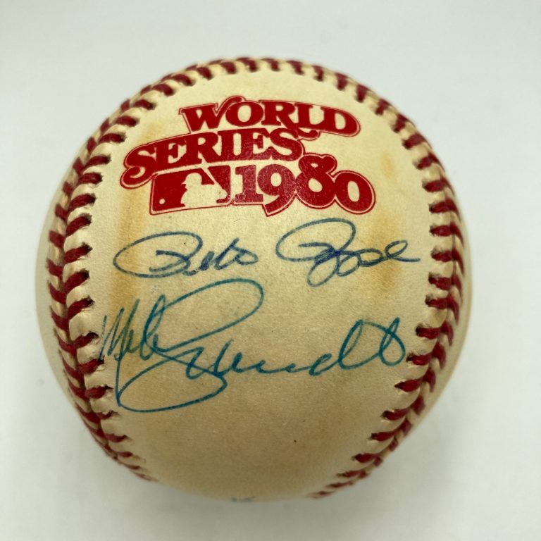 Mike Schmidt Steve Carlton Pete Rose Signed 1980 World Series Baseball JSA COA