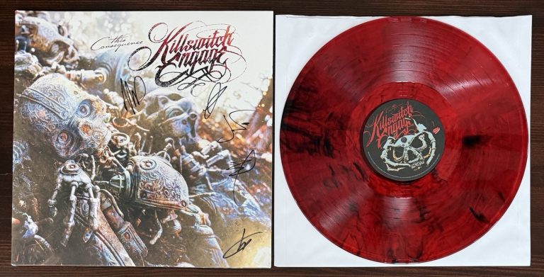 SIGNED COVER KILLSWITCH ENGAGE THE CONSEQUENCE RED VINYL LP BECKETT BAS COA AUTO