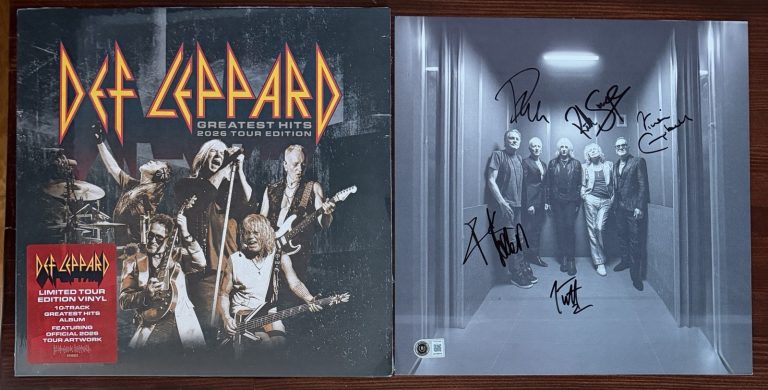 Def Leppard BAND SIGNED Card & Tour Edition Vinyl LP Beckett BAS COA Autograph