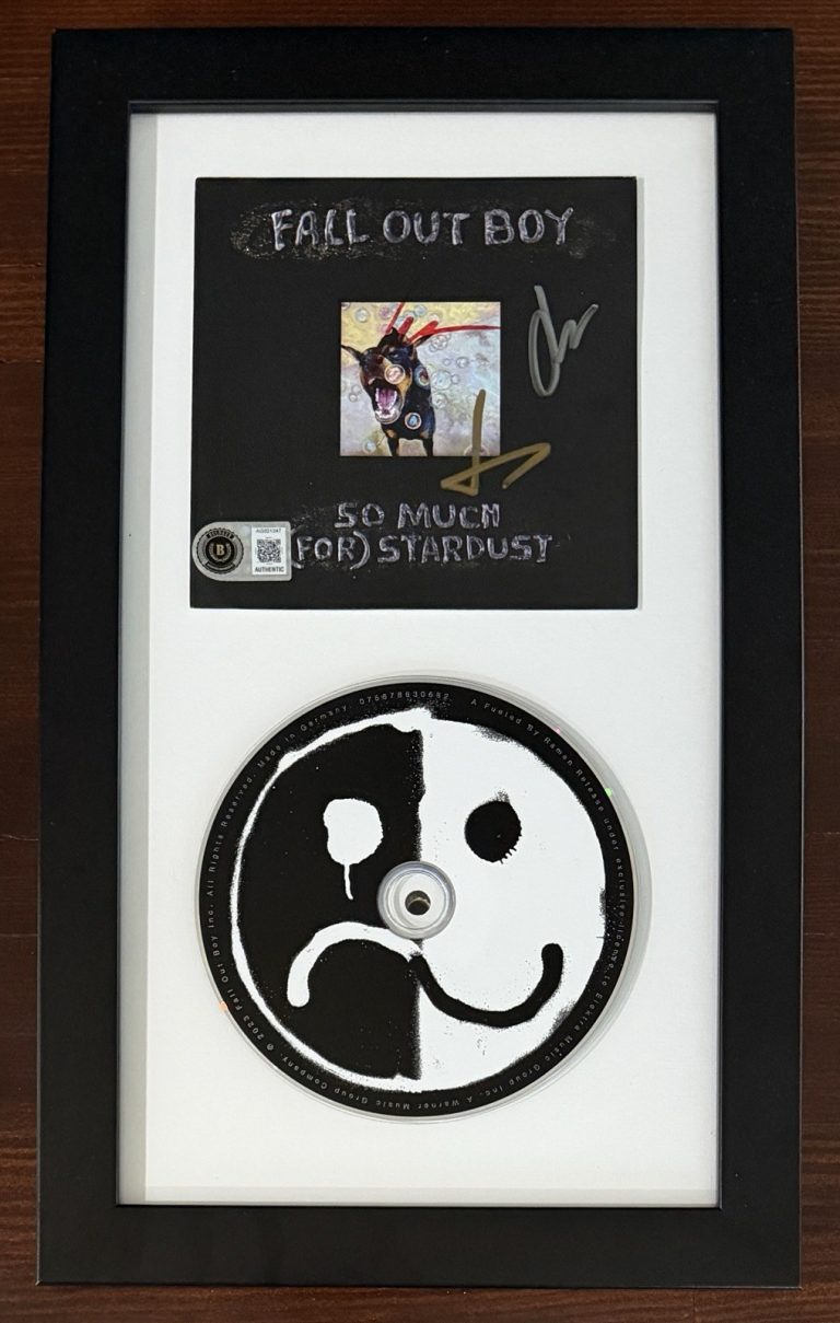 FRAMED SIGNED FALL OUT BOY SO MUCH STARDUST AUTOGRAPH CARD & CD BAS Beckett COA