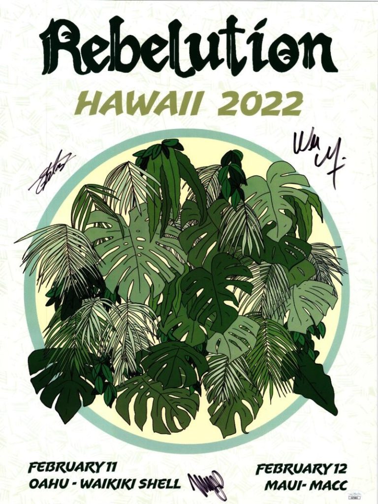 Rebelution Band Signed Autograph 18x24 Concert Tour Poster Hawaii 2022 JSA COA B
