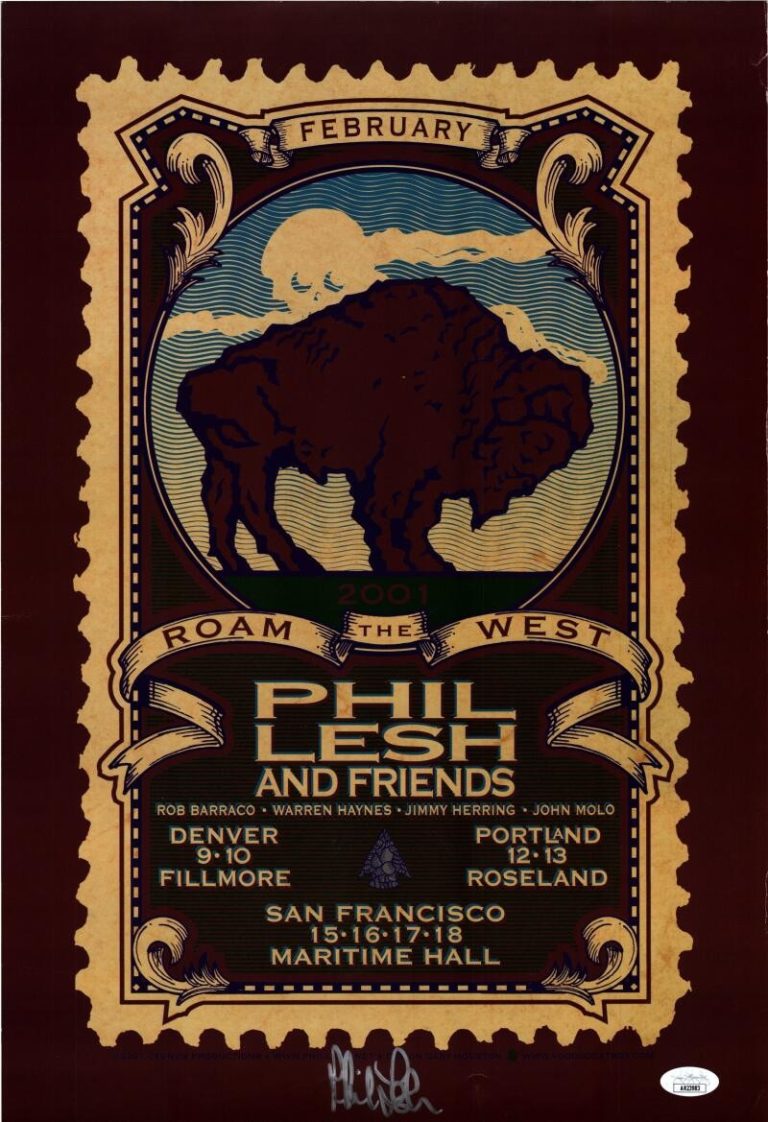 Phil Lesh Grateful Dead Signed Autograph 13x19 Concert Tour Poster w/ JSA COA