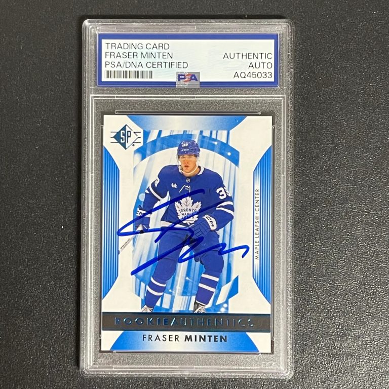 2023-24 Upper Deck Hockey Rookie Authentics #136 Fraser Minten Signed Card PSA