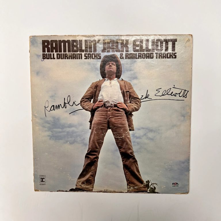 Ramblin' Jack Elliot Signed Bull Durham Sacks & Railroad Tracks Vinyl Cover PSA