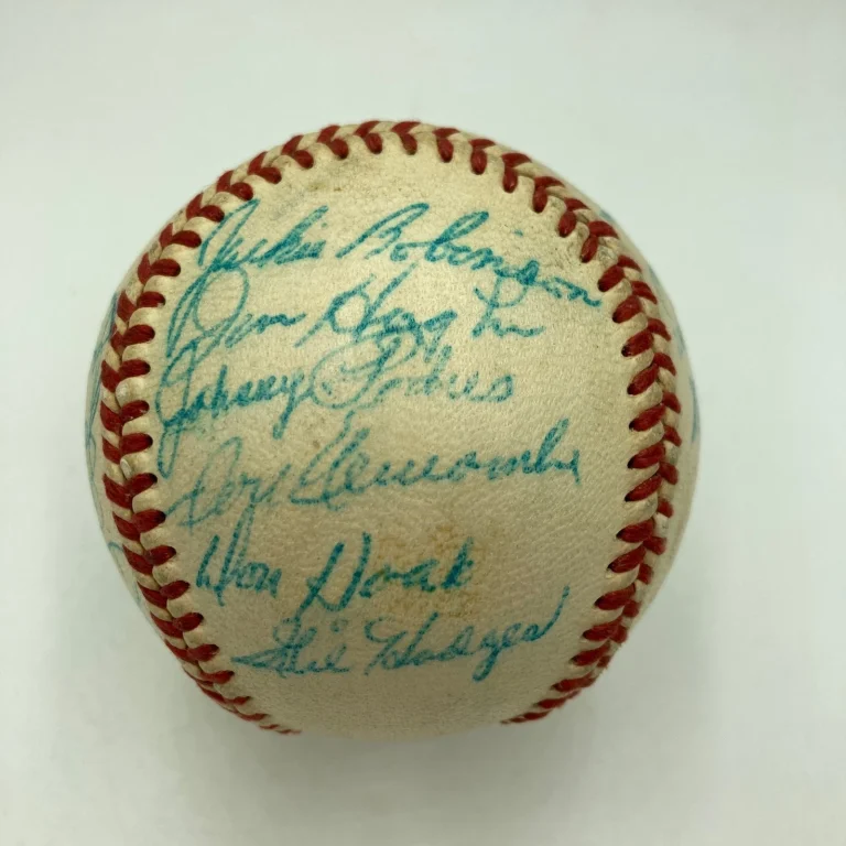 The Finest 1955 Brooklyn Dodgers Team Signed Baseball Jackie Robinson PSA DNA 8