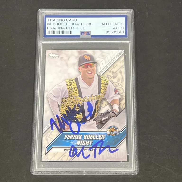 2017 Topps Midland RockHounds PN-FBN Matthew Broderick Alan Ruck Signed Card PSA