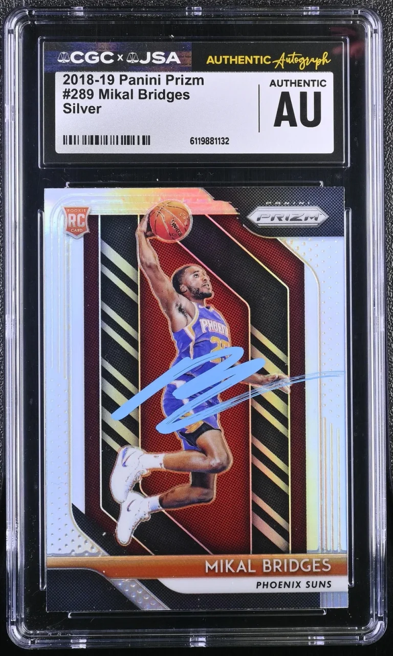 2018-19 Panini Prizm Silver#289 Mikal Bridges Signed Card CGC Auth JSA Auto Auth