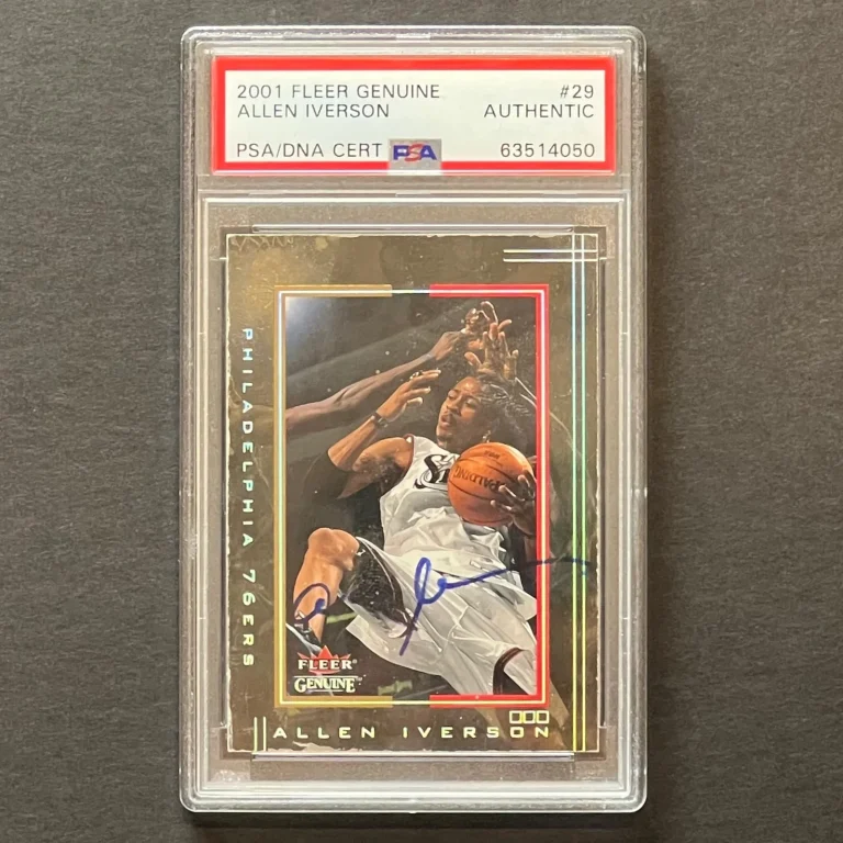 2001 Fleer Genuine#29 Allen Iverson  Signed Card Auto PSA Slabbed 76ers