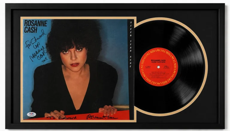 Rosanne Cash Signed Seven Year Ache Framed Vinyl PSA Album Auth