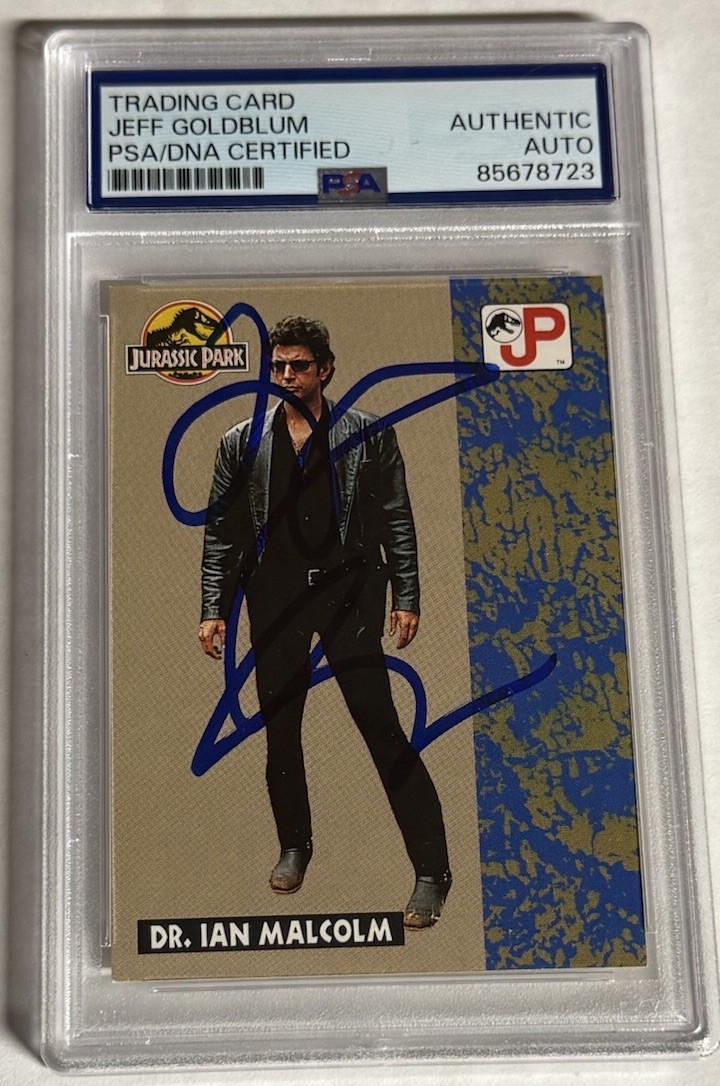 Jeff Goldblum Signed Auto 1993 Topps Jurassic Park #16 Dr. Ian Malcolm Card PSA