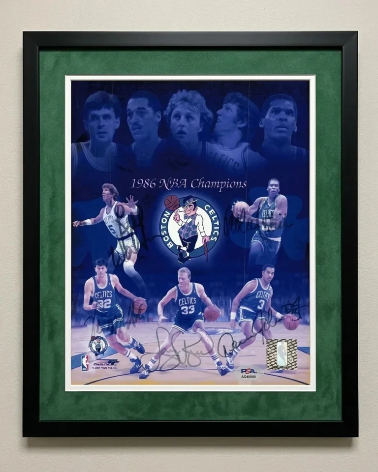 Larry Bird D. Johnson K. McHale R. Parish B. Walton Signed 8x10 Framed Photo PSA