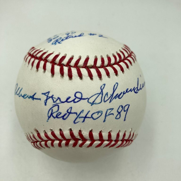 Red Schoendienst Full Name Signed Heavily Inscribed Stat Baseball JSA COA