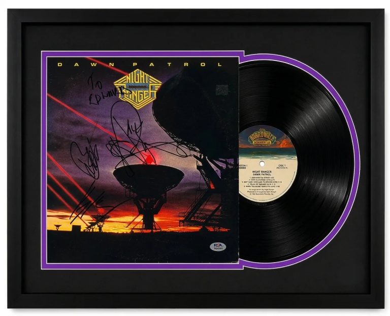 Jack Blades, Brad Gillis & Kelly Keagy Dawn Patrol Custom Framed Vinyl PSA