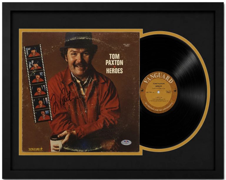 Tom Paxton Signed Heroes Custom Framed Vinyl Album PSA