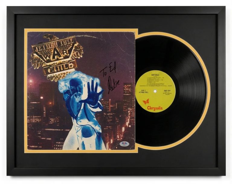 Martin Barre Signed Jethro Tull's War Child Custom Framed Vinyl Album PSA