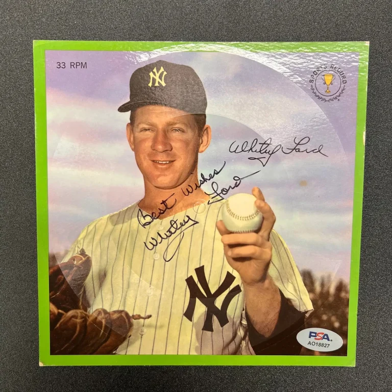 Whitey Ford New York Yankees Signed MLB Baseball Vinyl PSA Auto - Best wishes