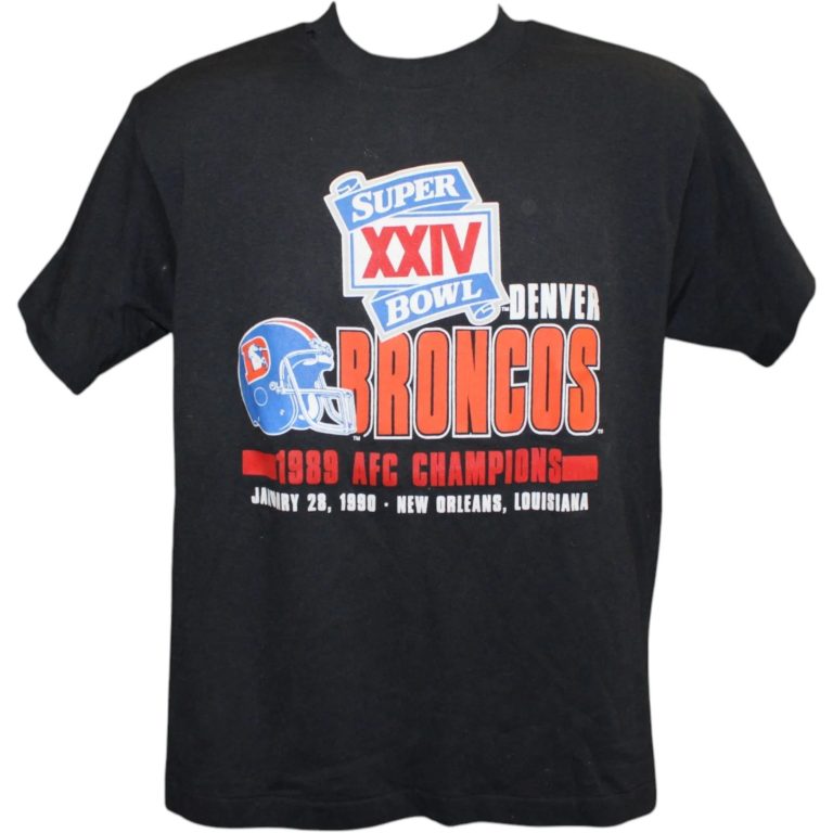 Denver Broncos 1989 AFC Champions Black Super Bowl XXIV Shirt Size L 58386