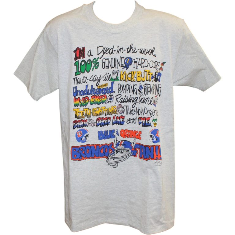 Denver Broncos 1992 Vintage Grey Fan Shirt Size L 58388