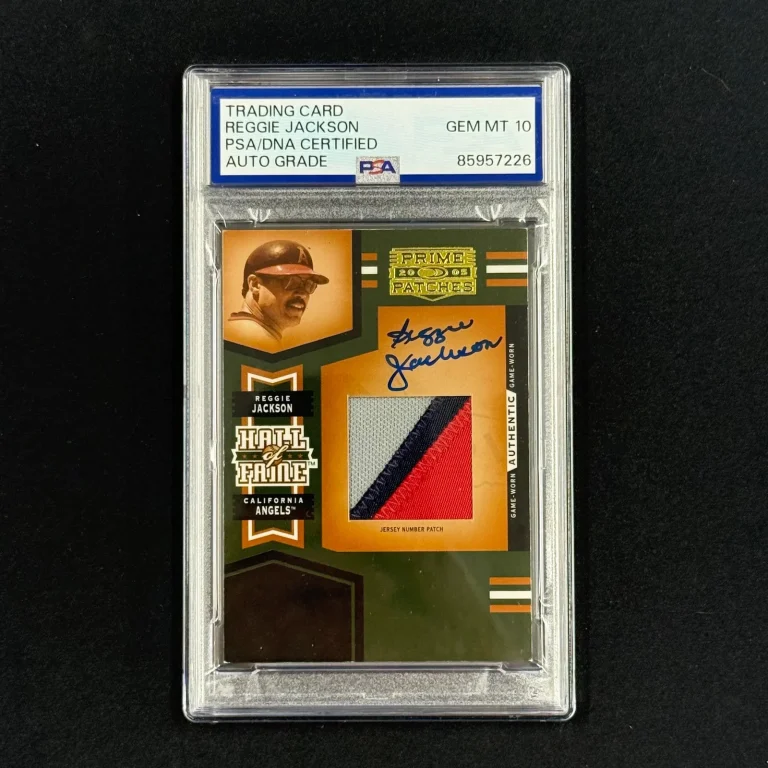 2005 Donruss Prime Patches #HF-10 29/86 Reggie Jackson  Signed Card Auto 10 PSA