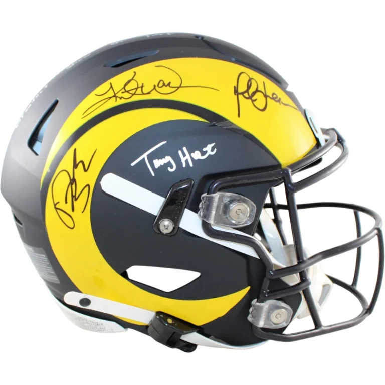 Warner Holt Faulk Bruce Signed Los Angeles Rams SpeedFlex Rival Helmet BAS 58492