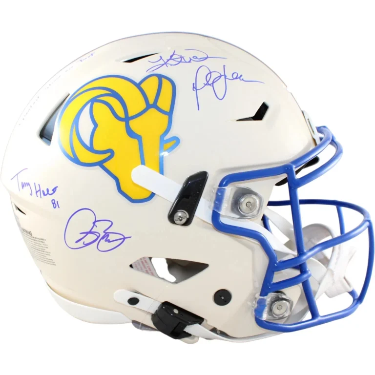 Warner Holt Faulk Bruce Signed Los Angeles Rams SpeedFlex Retro Helmet BAS 58497